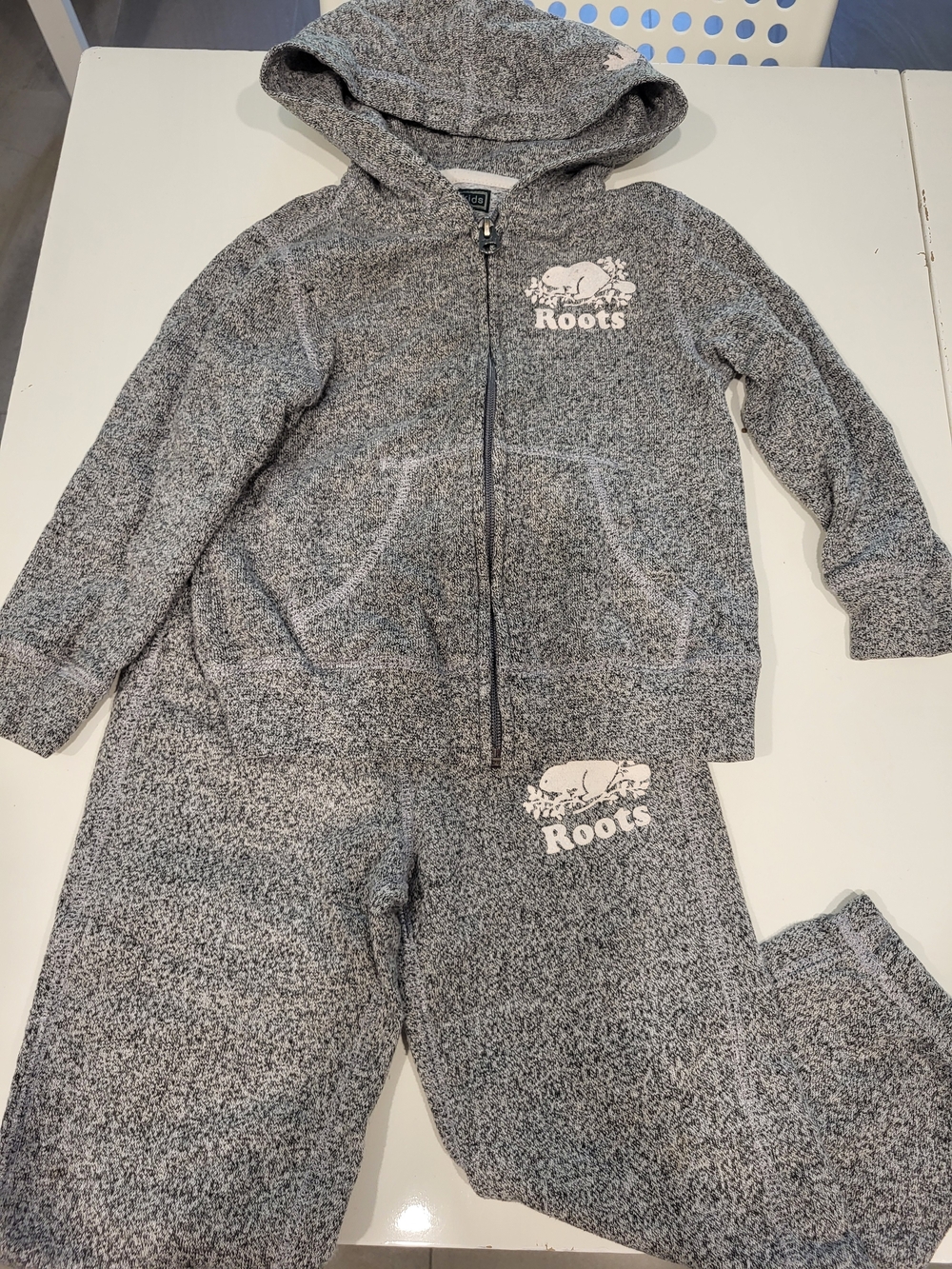 Roots Kids Salt And Pepper Zip Hoodie With Sweatpants Set